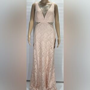 Pink Sleeveless V-Neck Maxi Gown for Weddings